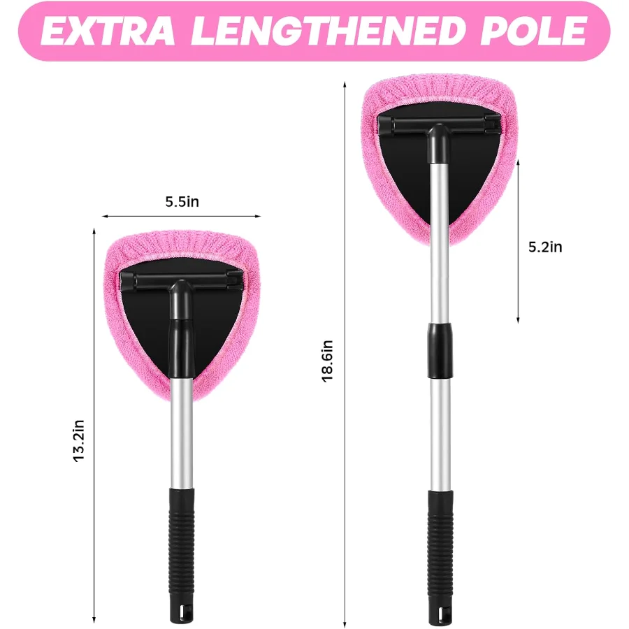 Windshield Cleaner Tool Car Window Cleaning Supplies with Extendable Handle Include 6 Washable Microfiber Bonnets 2 Empty Spray Bottle Glass Wiper Kit() view 2