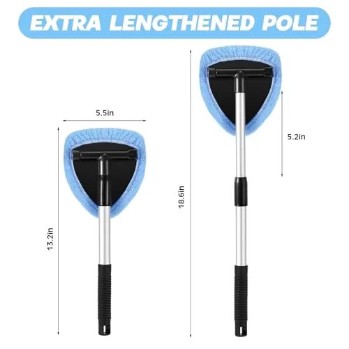 Windshield Cleaner Tool Car Window Cleaning Supplies with Extendable Handle Include 6 Washable Microfiber Bonnets 2 Empty Spray Bottle Glass Wiper Kit() view 7