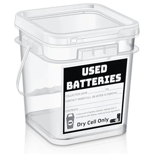 Battery Recycling Disposal Container with Label, Transparent