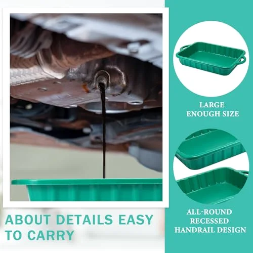 19.7 x 15.4 x Oil Drain Pans Oil Drip Tray Automotive Catch Pan 2 Gallon Square Container for Under Car to Keep Floor Clean view 4