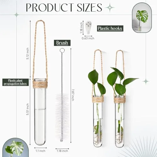 Plastic Hanging Propagation Tubes Propagation Station Vases Wall Hanging Plant Vase for Planters Hydroponic Office Garden Flowers Decor Lover Gift ( Color) view 7