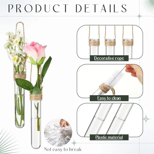 Window Propagation Stations Plastic Window Planter with Suction Cups & Traceless Nails, Propagated Plant Holders with Bottle Brush, Hanging Vases Terrarium Gift (5.5''& 5"& 3.7'') view 10