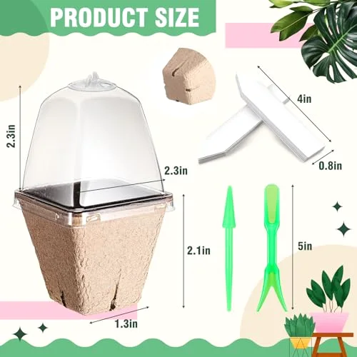 Biodegradable Nursery Pots with 30 Humidity Dome and 30 Labels, 2.36" Plant Nursery Seed Starter Planter Biodegradable Peat Pots for Planting Seedlings, Vegetables (Round) view 7