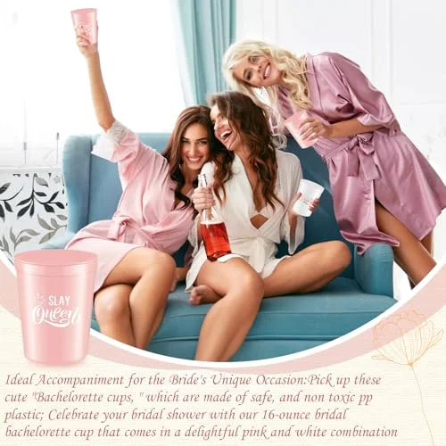 Bachelorette Cups Reusable Bride and Bridesmaid Cups Plastic Tumblers for Wedding Bachelorette Party Decorations Bridal Shower Party Favors Gift view 5