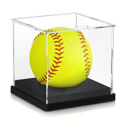 Softball Display Case Acrylic Softball Baseball Stand Holder UV Protected Memorabilia Ball Box Display Cube for Sports Ball Storage (Remove the Protective Film Before Use) view 6
