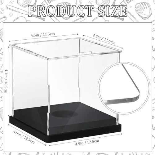 Softball Display Case Acrylic Softball Baseball Stand Holder UV Protected Memorabilia Ball Box Display Cube for Sports Ball Storage (Remove the Protective Film Before Use) view 7