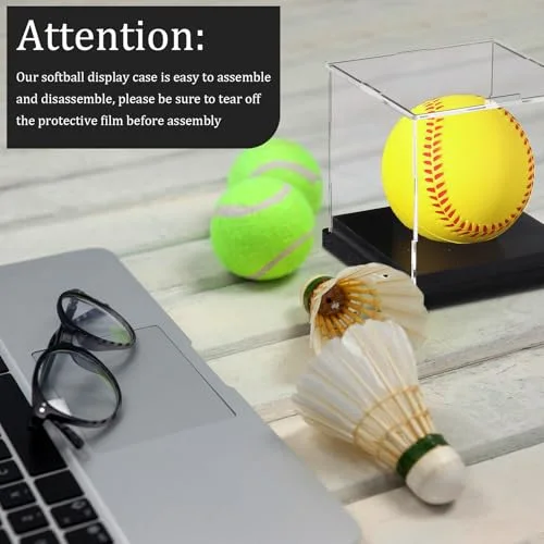 Softball Display Case Acrylic Softball Baseball Stand Holder UV Protected Memorabilia Ball Box Display Cube for Sports Ball Storage (Remove the Protective Film Before Use) view 9