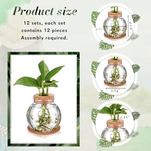 Propagation Vases for Plants Plastic Plant Propagation Station with Hole Lid and Bamboo Stand Growing in Water Hydroponic Home Office Table Decoration(Classic Style) view 2