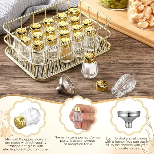 Mini Salt and Pepper Shakers with Rack and Funnel view 3