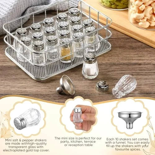 Mini Salt and Pepper Shakers with Rack and Funnel view 8