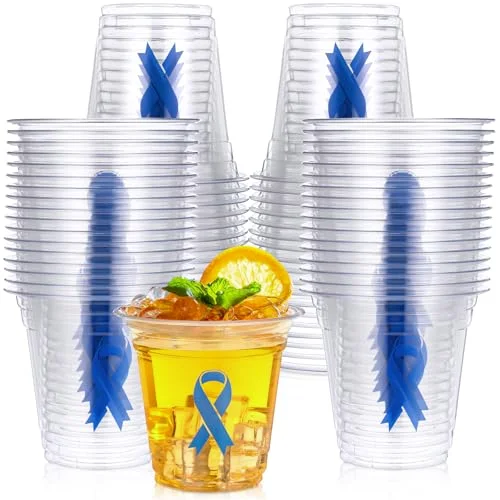 Colon Cancer Awareness Cups Bulk Prostate Cancer Awareness Product Inspirational Colon Cancers Gifts Ribbon Disposable Prevention Party Cups for Survivor Fighter