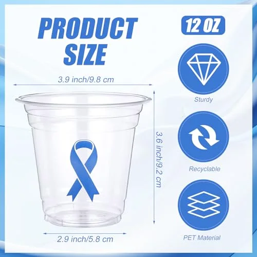 Colon Cancer Awareness Cups Bulk Prostate Cancer Awareness Product Inspirational Colon Cancers Gifts Ribbon Disposable Prevention Party Cups for Survivor Fighter view 2