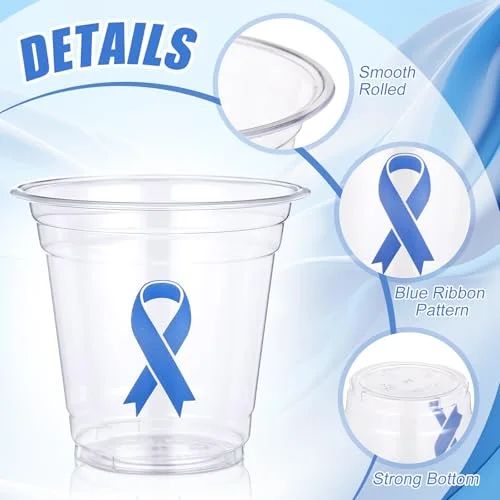 Colon Cancer Awareness Cups Bulk Prostate Cancer Awareness Product Inspirational Colon Cancers Gifts Ribbon Disposable Prevention Party Cups for Survivor Fighter view 3