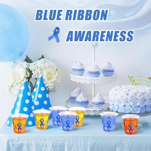 Colon Cancer Awareness Cups Bulk Prostate Cancer Awareness Product Inspirational Colon Cancers Gifts Ribbon Disposable Prevention Party Cups for Survivor Fighter view 4