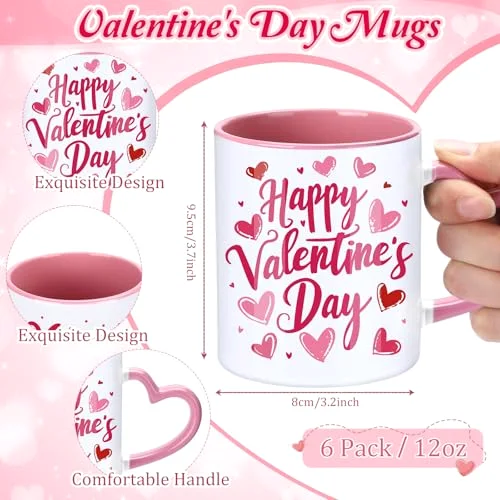 Valentines Day Mug Gift Set Include Valentines Coffee Mugs Fuzzy Socks Gift Bags and Ribbons DIY Mug Gift for Women Birthday Anniversary Wedding (non-microwavable) view 2