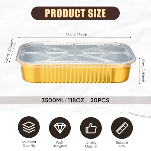 Heavy Duty Aluminum Foil Pans with Lids 9x13 view 2