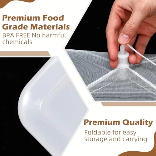 Plastic Serving Trays with Food Covers 15" x 11" Reusable Serving Platters 16" x 12" Foldable Mesh Food Tents Christmas Party Supplies Set for Outdoor Picnics Bar Fruit Cookies Dessert view 3