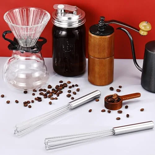 Espresso Whisk Tool 10.6" Long Handle Mini Whisk for Coffee Stirring Stainless Steel Triangular Design Fit Coffee Chocolate Milk, Mixing Tool for Commercial Home Use view 4