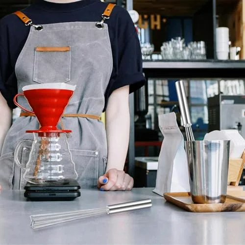 Espresso Whisk Tool 10.6" Long Handle Mini Whisk for Coffee Stirring Stainless Steel Triangular Design Fit Coffee Chocolate Milk, Mixing Tool for Commercial Home Use view 5