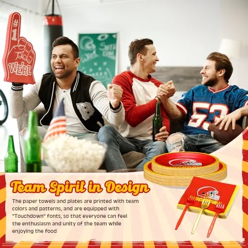 Football Party Supplies Kit Serve 24, Disposable Plates Napkins and Forks for Football Birthday Fans Game Day Tailgate Team Party Decorations() view 5