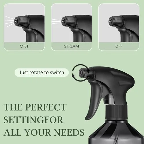 Spray Bottle Plastic Spray Bottles for Cleaning 360° Upside Down Sprayer Bottles for Cleaning Solutions, Durable Nozzle W/fine Mist and Stream Setting() view 9