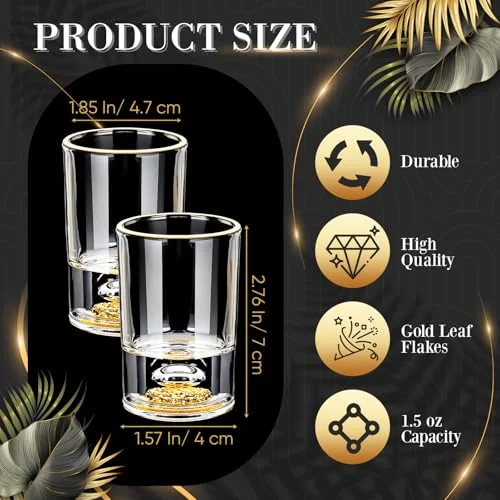 Crystal Shot Glass Set Diamond Shot Glasses Decorated With 24K Leaf Flakes, Cute Crystal Cups for Gift Collection Decor view 2
