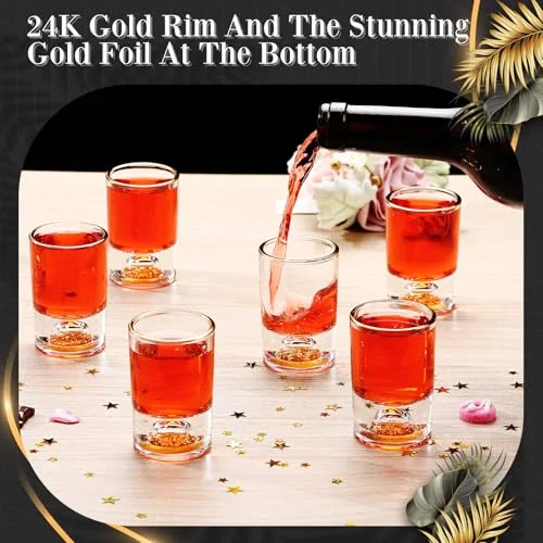 Crystal Shot Glass Set Diamond Shot Glasses Decorated With 24K Leaf Flakes, Cute Crystal Cups for Gift Collection Decor view 5
