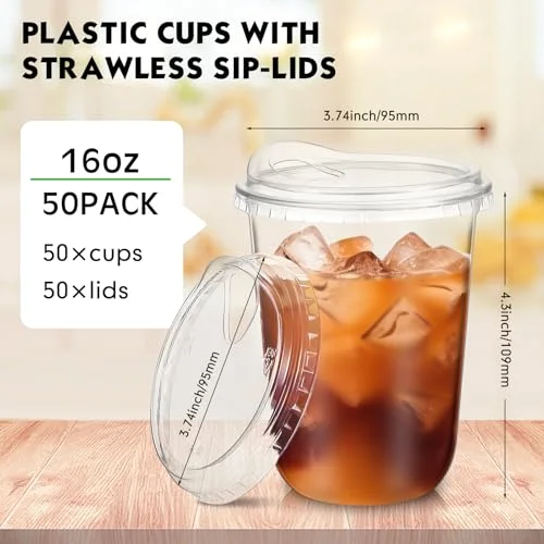 Round Bottom Plastic Cups with Lids Togo view 8