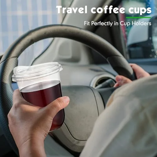 Round Bottom Plastic Cups with Lids Togo view 10