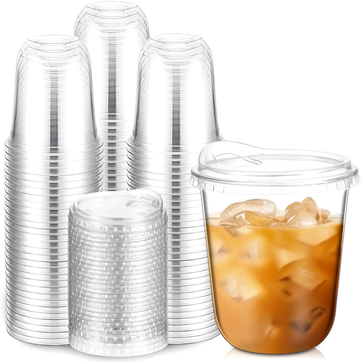 Round Bottom Plastic Cups with Lids Togo