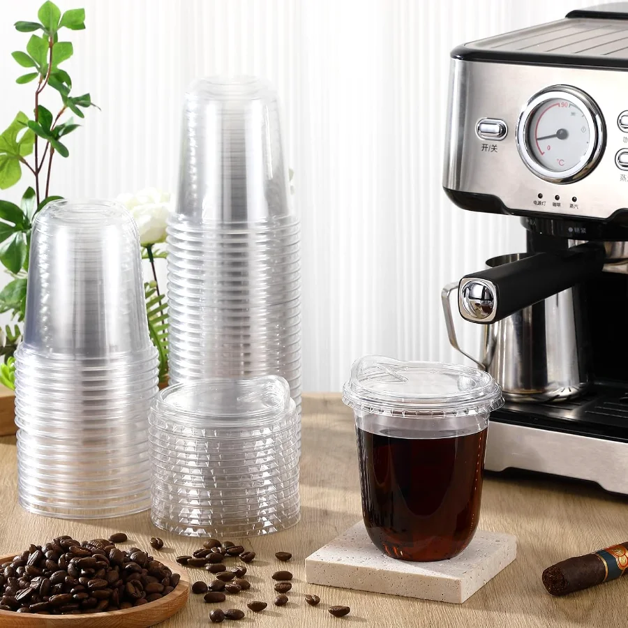 Round Bottom Plastic Cups with Lids Togo view 2