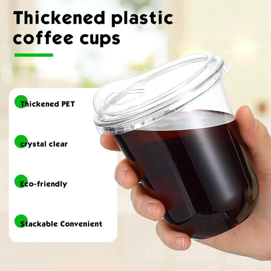Round Bottom Plastic Cups with Lids Togo view 4