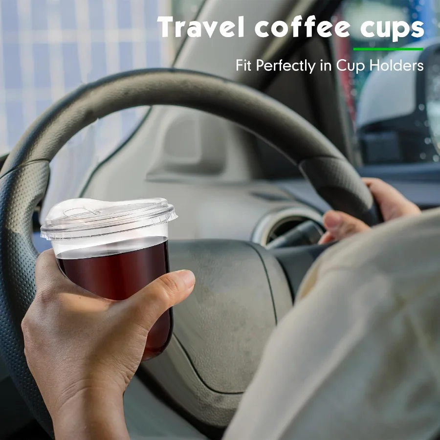 Round Bottom Plastic Cups with Lids Togo view 5