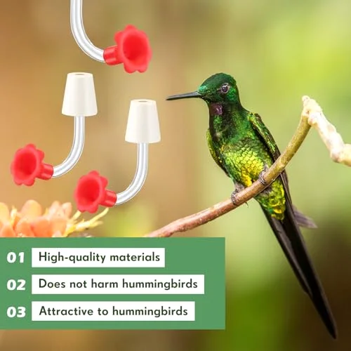 Hummingbird Feeder Tube with Stopper Handheld Bird Feeder Replacement Parts Drip Resistant Tip Silicone Flowers for Wine Bottle Outdoor Bird Feeders() view 4