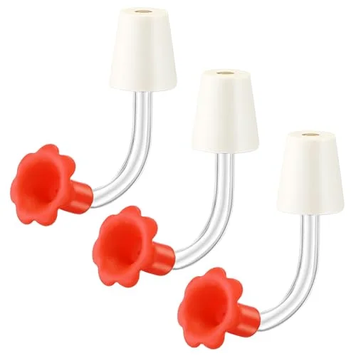 Hummingbird Feeder Tube with Stopper Handheld Bird Feeder Replacement Parts Drip Resistant Tip Silicone Flowers for Wine Bottle Outdoor Bird Feeders() view 6