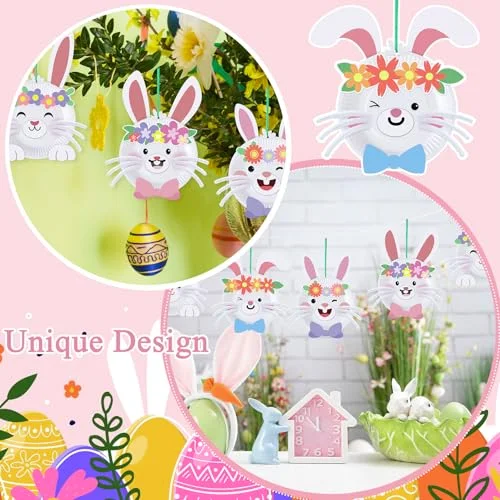 Easter Bunny Craft Easter Paper Plate Kit Make Your Own Bunny Ornament Hanging Rabbit DIY Arts for Party Decoration Classroom Activities Gifts view 5