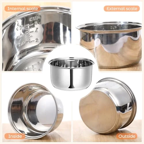 304 Stainless Steel Inner Pot Compatible with Zojirushi NS-TSC10 and Tiger JBV-A10U Rice Multi-cooker (5.5 Cups) Inner Bowl Replacement Pot Rice Cooker Stainless Steel view 4