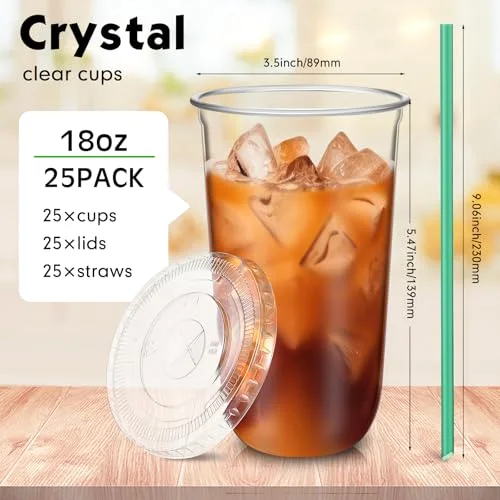 Disposable Iced Plastic Cups with Lids Straws view 8