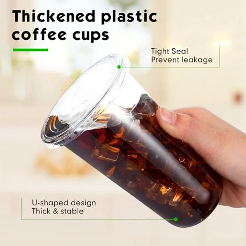Disposable Iced Plastic Cups with Lids Straws view 9
