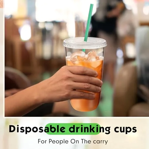 Disposable Iced Plastic Cups with Lids Straws view 10