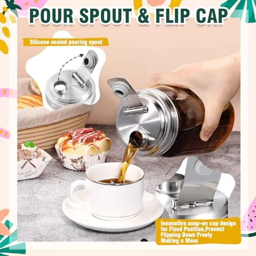 Stainless Steel Mason Jar Pour Spout Lid for Wide Mouth Mason Jars Rust Proof Leak Proof Seal Cover fit Home Tea, Milk, Juice Drinks Airtight Turns your Container into Pitcher view 8