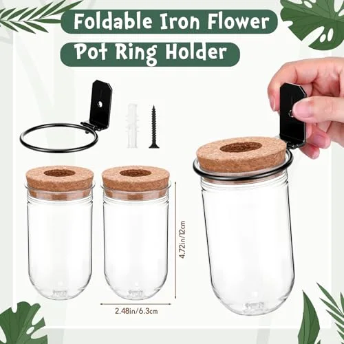 Wall Plant Holder with Plastic Propagation Vases Hanging Planter Wall Mounted Set for Plants Growing in Water Hydroponic Artificial Plants Indoor Decor (2.48" X 4.72",Test Tube) view 2