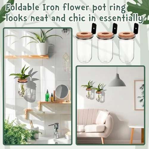 Wall Plant Holder with Plastic Propagation Vases Hanging Planter Wall Mounted Set for Plants Growing in Water Hydroponic Artificial Plants Indoor Decor (2.48" X 4.72",Test Tube) view 5