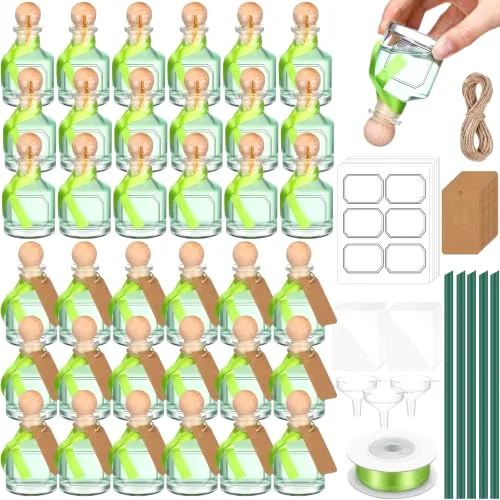 / Liquor Bottles Empty for Drinks Mini Tequila Shot Bottles with Cork Lids Ribbon Reusable Glass Bottle for Weddings Party Favors DIY Crafts(/)