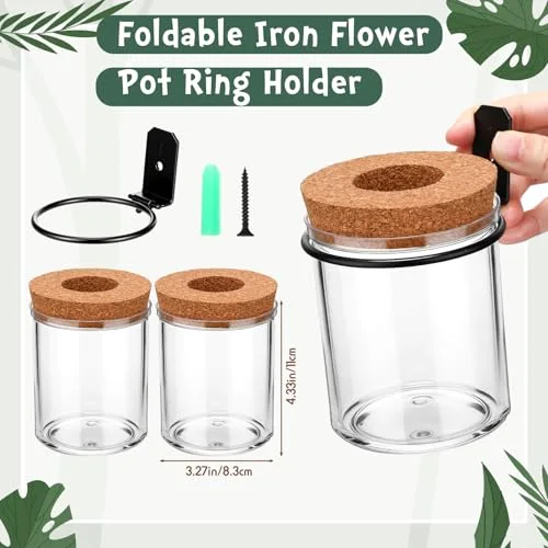 Wall Plant Holder with Plastic Propagation Vases Hanging Planter Wall Mounted Set for Plants Growing in Water Hydroponic Artificial Plants Indoor Decor (3.54" X 4.33",Stylish) view 2
