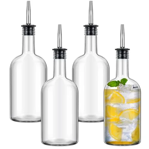 Glass Syrup Bottle for Coffee Bar Glass Liquor Bottle Long Neck Bottles Pour Bottles with Pourer & Caps for Liquor Wine Juice Snowcone Syrup view 6
