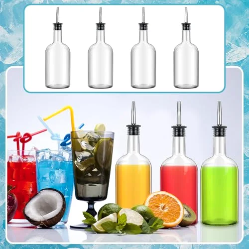 Glass Syrup Bottle for Coffee Bar Glass Liquor Bottle Long Neck Bottles Pour Bottles with Pourer & Caps for Liquor Wine Juice Snowcone Syrup view 9