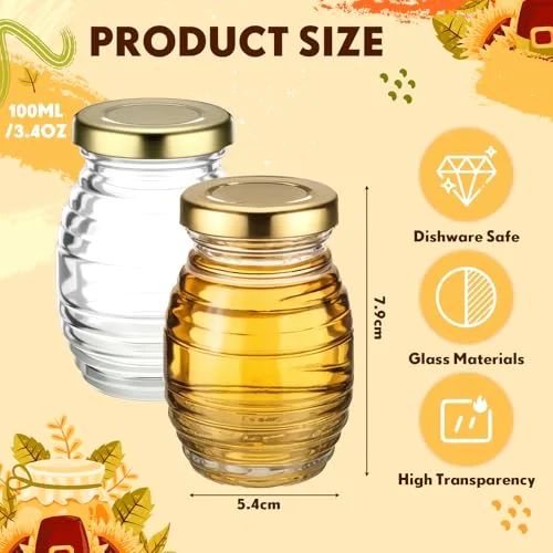 Mini Honey Jars Party Favors, Small Glass Honey Jar with Lids Empty Glass Jars for Baby Shower Wedding Bridal Shower and Birthday Party Favors view 7