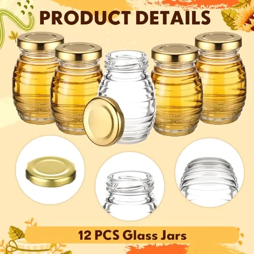 Mini Honey Jars Party Favors, Small Glass Honey Jar with Lids Empty Glass Jars for Baby Shower Wedding Bridal Shower and Birthday Party Favors view 8