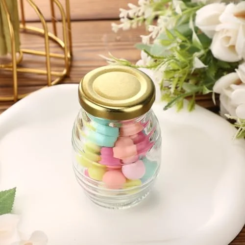 Mini Honey Jars Party Favors, Small Glass Honey Jar with Lids Empty Glass Jars for Baby Shower Wedding Bridal Shower and Birthday Party Favors view 10